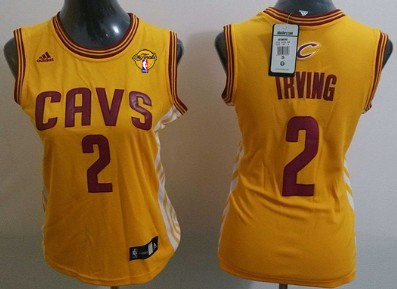 Women's Cleveland Cavaliers #2 Kyrie Irving Yellow 2017 The NBA Finals Patch Jersey