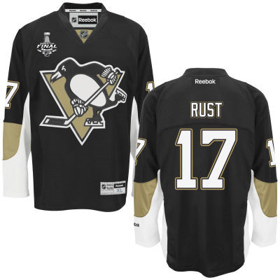 Men's Pittsburgh Penguins #17 Bryan Rust Black Team Color 2017 Stanley Cup NHL Finals Patch Jersey