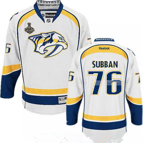 Men's Nashville Predators #76 P.K. Subban White 2017 Stanley Cup Finals Patch Stitched NHL Reebok Hockey Jersey