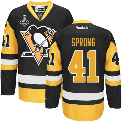 Youth Pittsburgh Penguins #41 Daniel Sprong Black With Gold 2017 Stanley Cup NHL Finals Patch Jersey