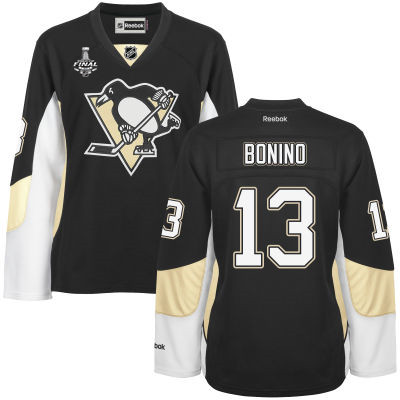 Women's Pittsburgh Penguins #13 Nick Bonino Black Team Color 2017 Stanley Cup NHL Finals Patch Jersey