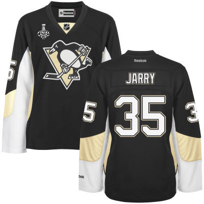 Women's Pittsburgh Penguins #35 Tristan Jarry Black Team Color 2017 Stanley Cup NHL Finals Patch Jersey