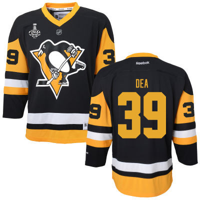 Men's Pittsburgh Penguins #39 Jean-Sebastien Dea Black With Yellow 2017 Stanley Cup NHL Finals Patch Jersey