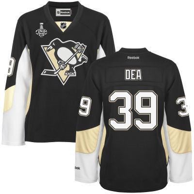 Women's Pittsburgh Penguins #39 Jean-Sebastien Dea Black Team Color 2017 Stanley Cup NHL Finals Patch Jersey