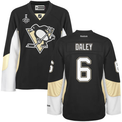 Women's Pittsburgh Penguins #6 Trevor Daley Black Team Color 2017 Stanley Cup NHL Finals Patch Jersey