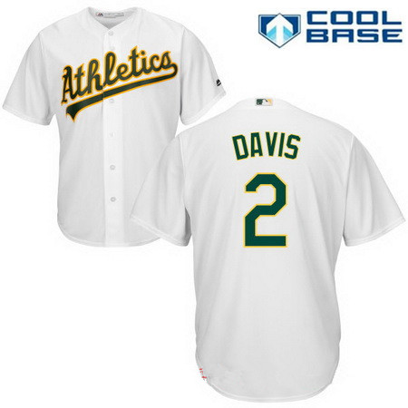 Men's Oakland Athletics #2 Khris Davis White Home Stitched MLB Majestic Cool Base Jersey