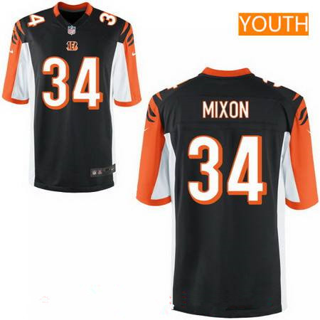 Youth 2017 NFL Draft Cincinnati Bengals #34 Joe Mixon Black Alternate Stitched NFL Nike Game Jersey