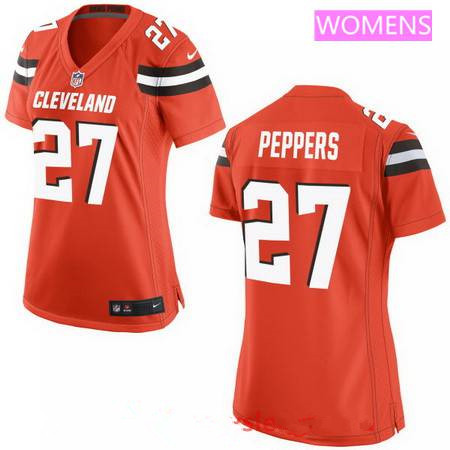 Women's 2017 NFL Draft Cleveland Browns #27 Jabrill Peppers Orange Alternate Stitched NFL Nike Game Jersey