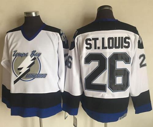 Men's Tampa Bay Lightning #26 Martin St. Louis White 2003-04 Throwback Stitched NHL CCM Vintage Jersey