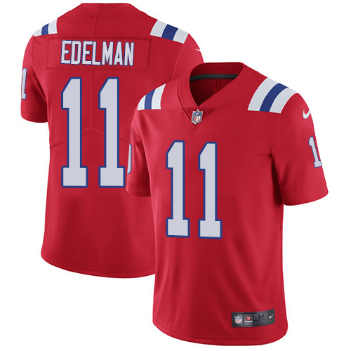 Nike New England Patriots #11 Julian Edelman Red Alternate Men's Stitched NFL Vapor Untouchable Limited Jersey