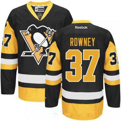 Men's Pittsburgh Penguins #37 Carter Rowney Black Third Stitched NHL Reebok Hockey Jersey