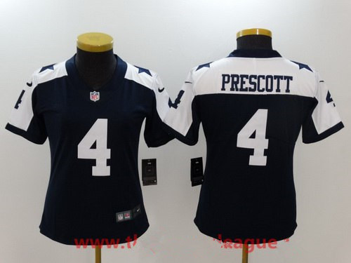 Women's Dallas Cowboys #4 Dak Prescott Navy Blue Thanksgiving 2017 Vapor Untouchable Stitched NFL Nike Limited Jersey