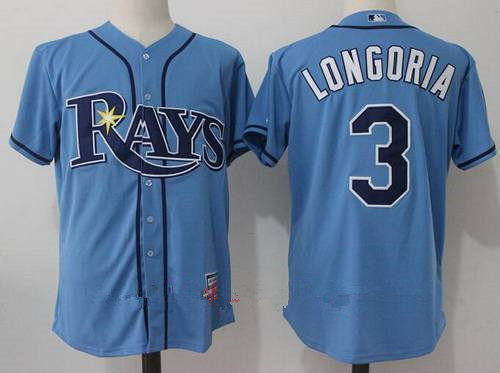 Men's Tampa Bay Rays #3 Evan Longoria Light Blue Alternate Stitched MLB Majestic Cool Base Jersey