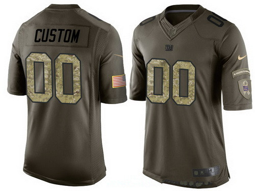 Men's New York Giants Custom Olive Camo Salute To Service Veterans Day NFL Nike Limited Jersey