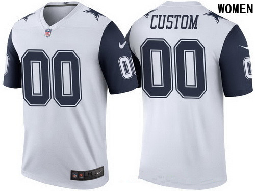 Women's Dallas Cowboys White Custom Color Rush Legend NFL Nike Limited Jersey