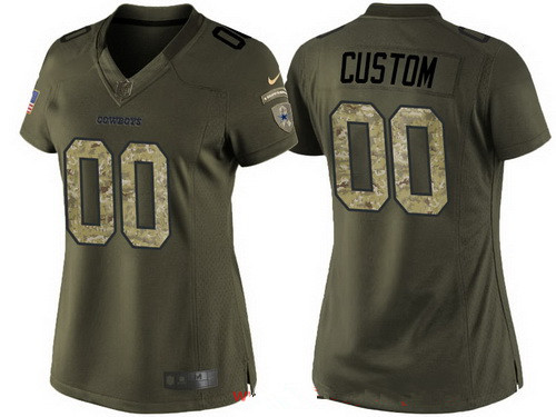 Women's Dallas Cowboys Custom Olive Camo Salute To Service Veterans Day NFL Nike Limited Jersey