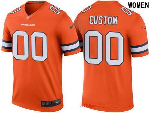 Women's Denver Broncos Orange Custom Color Rush Legend NFL Nike Limited Jersey