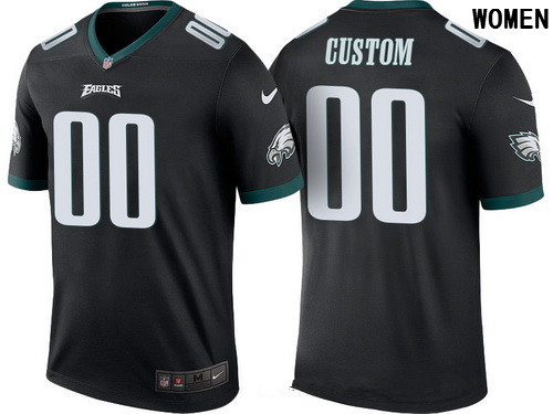 Women's Philadelphia Eagles Black Custom Color Rush Legend NFL Nike Limited Jersey