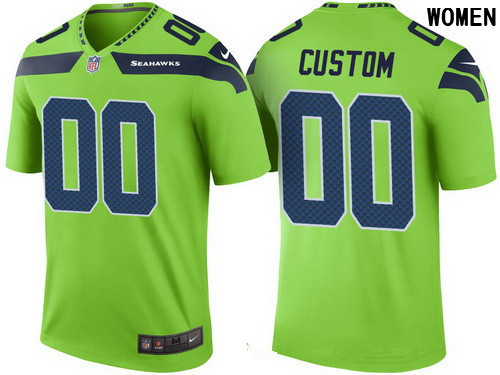 Women's Seattle Seahawks Green Custom Color Rush Legend NFL Nike Limited Jersey