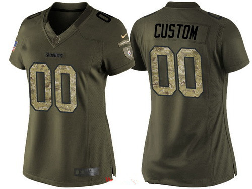 Women's Pittsburgh Steelers Custom Olive Camo Salute To Service Veterans Day NFL Nike Limited Jersey