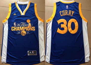 Men's Golden State Warriors #30 Stephen Curry Royal Blue 2017 The Finals Championship Stitched NBA adidas Swingman Jersey