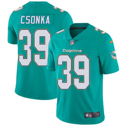 Nike Miami Dolphins #39 Larry Csonka Aqua Green Team Color Men's Stitched NFL Vapor Untouchable Limited Jersey