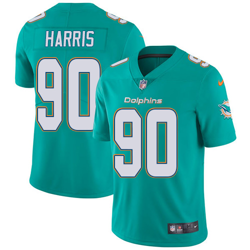 Nike Miami Dolphins #90 Charles Harris Aqua Green Team Color Men's Stitched NFL Vapor Untouchable Limited Jersey