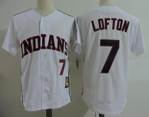 Men's Cleveland Indians #7 Kenny Lofton White Home Stitched MLB Majestic Cool Base Cooperstown Collection Jersey