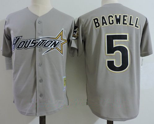 Men's Houston Astros #5 Jeff Bagwell Gray Road 1997 Throwback Cooperstown Collection Stitched MLB Mitchell & Ness Jersey