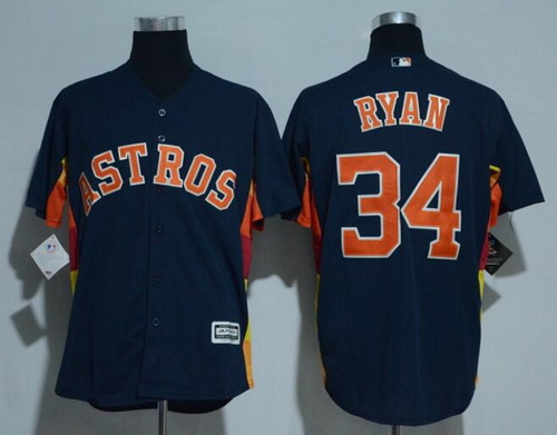 Men's Houston Astros #34 Nolan Ryan Retired Navy Blue Stitched MLB Majestic Cool Base Jersey