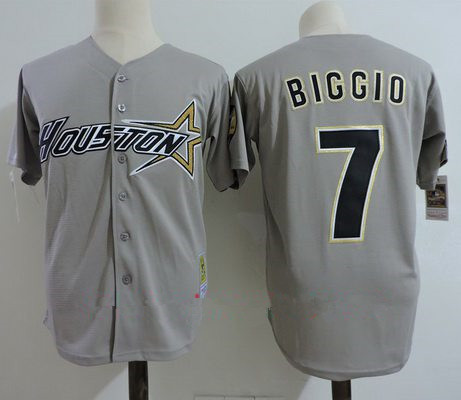 Men's Houston Astros #7 Craig Biggio Gray Road 1997 Throwback Cooperstown Collection Stitched MLB Mitchell & Ness Jersey