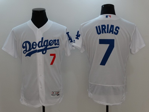 Men's Los Angeles Dodgers #7 Julio Urias White Home Stitched MLB Majestic Flex Base Jersey