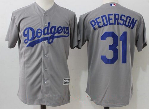 Men's Los Angeles Dodgers #31 Joc Pederson Gray Alternate Stitched MLB Majestic Flex Base Jersey