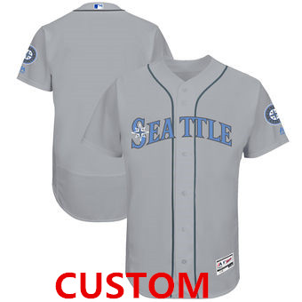 Custom Men's Seattle Mariners Majestic Gray Father's Day FlexBase Team Jersey