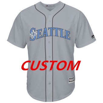 Custom Men's Seattle Mariners Majestic Gray Father's Day Cool Base Replica Team Jersey