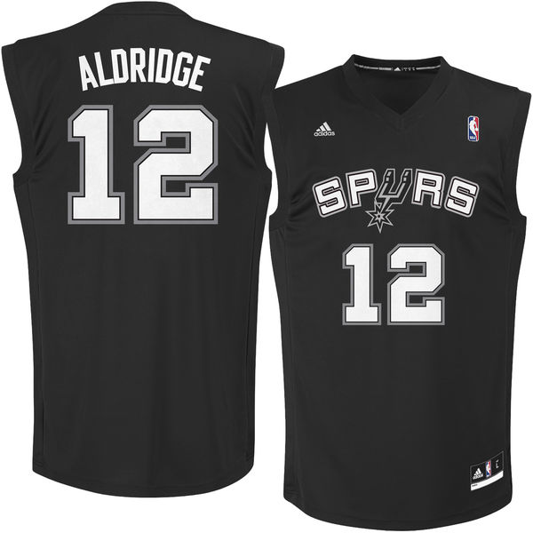 San Antonio Spurs 12 LaMarcus Aldridge Black Fashion Replica Jersey