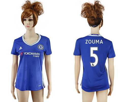 2016-17 Chelsea #5 ZOUMA Home Soccer Women's Blue AAA+ Shirt