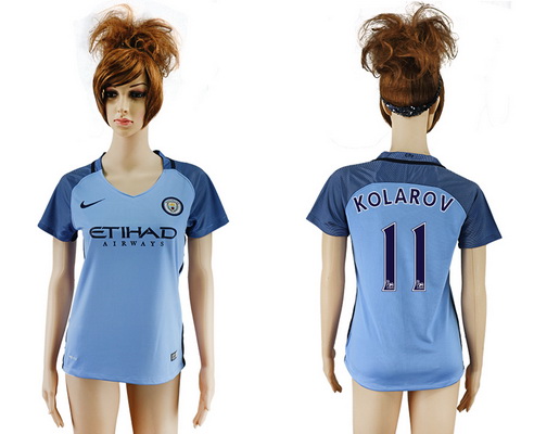 2016-17 Manchester City #11 KOLAROV Away Soccer Women's Blue AAA+ Shirt