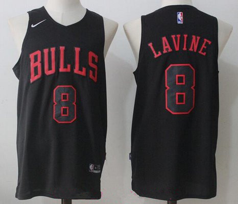 Men's Chicago Bulls #8 Zach LaVine All Black 2017-2018 Nike Swingman Stitched NBA Jersey