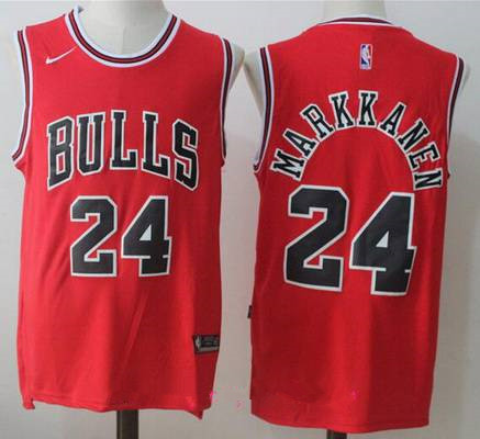 Men's Chicago Bulls #24 Lauri Markkanen Red 2017-2018 Nike Swingman Stitched NBA Jersey