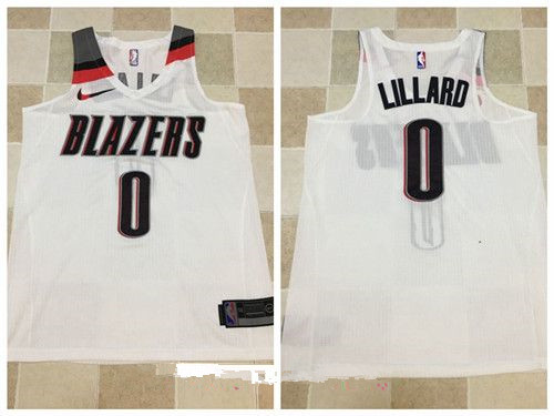 Men's Portland Trail Blazers #0 Damian Lillard White 2017-2018 Nike Swingman Stitched NBA Jersey