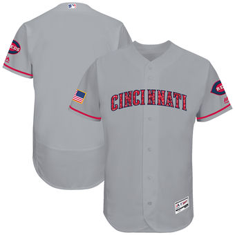 Men's Cincinnati Cincinnati Reds Majestic 2017 Stars & Stripes Authentic Collection FlexBase Team Jersey - Gray