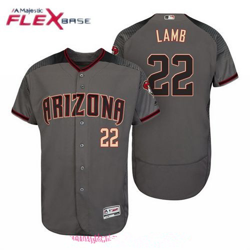 Men's Arizona Diamondbacks #22 Jake Lamb Gray Crimson 2017 Road Stitched MLB Majestic Flex Base Jersey