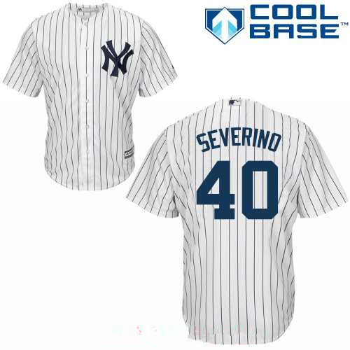 Men's New York Yankees #40 Luis Severino White Home Stitched MLB Majestic Cool Base Jersey