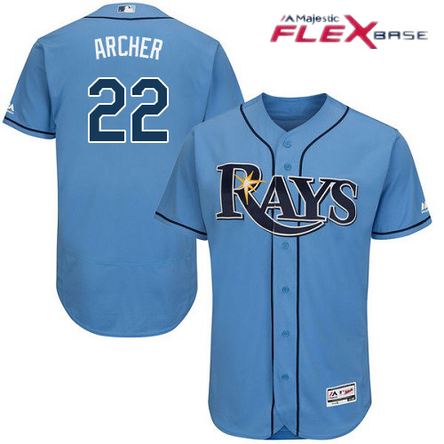 Men's Tampa Bay Rays #22 Chris Archer Light Blue Alternate Stitched MLB Majestic Flex Base Jersey