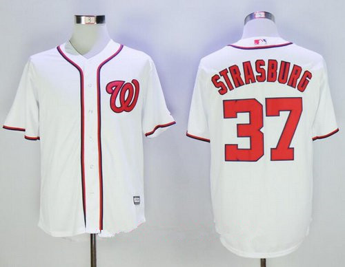 Men's Washington Nationals #37 Stephen Strasburg White Home Stitched MLB Majestic Cool Base Jersey