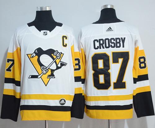 Adidas Pittsburgh Penguins #87 Sidney Crosby White Road Authentic Stitched NHL Jersey