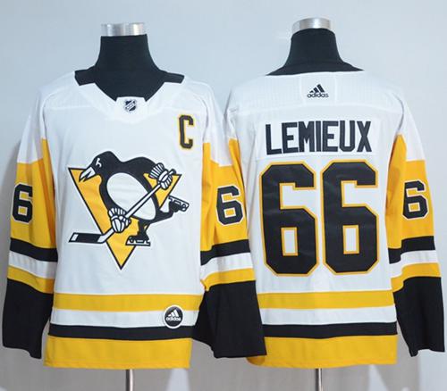 Adidas Pittsburgh Penguins #66 Mario Lemieux White Road Authentic Stitched NHL Jersey