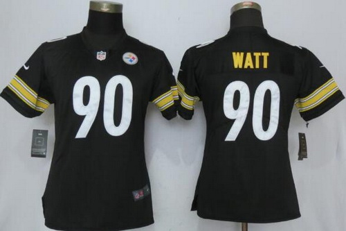 Women's Pittsburgh Steelers #90 T. J. Watt Black 2017 Vapor Untouchable Stitched NFL Nike Limited Jersey