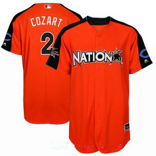 Men's National League Cincinnati Reds #2 Zack Cozart Majestic Orange 2017 MLB All-Star Game Home Run Derby Player Jersey